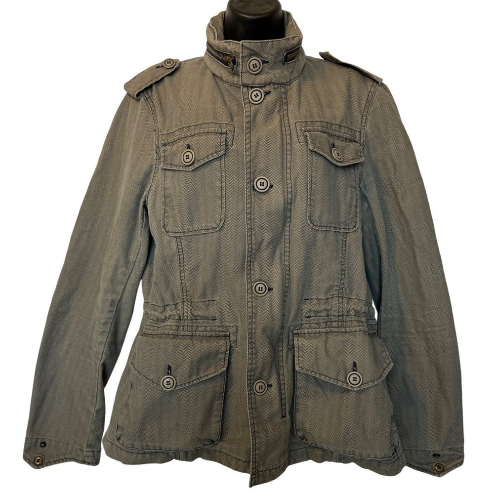 Vintage‎ Jimmy Z Field Jacket Herringbone Grunge 90s Utility Pockets Zip Small